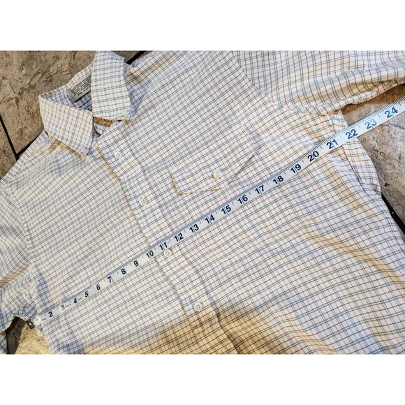 Men's LL Bean Button-Down Shirt Size 15 1/2-34 Cream Purple Single Needle Check - Picture 4 of 11